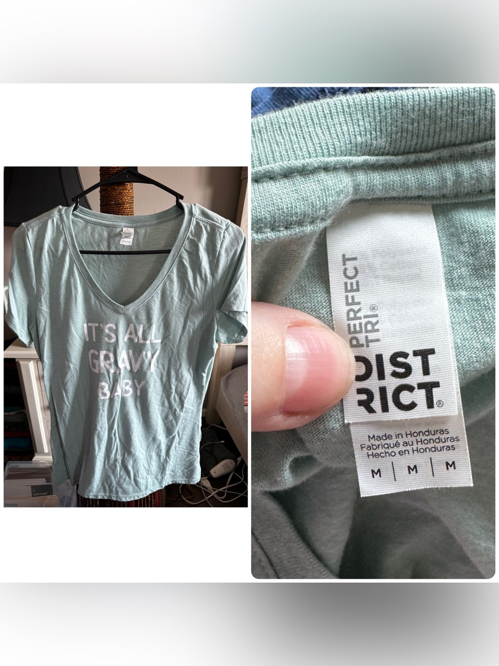 Perfect Tri 'It's All Gravy Baby' V-Neck Tee - Light Mint